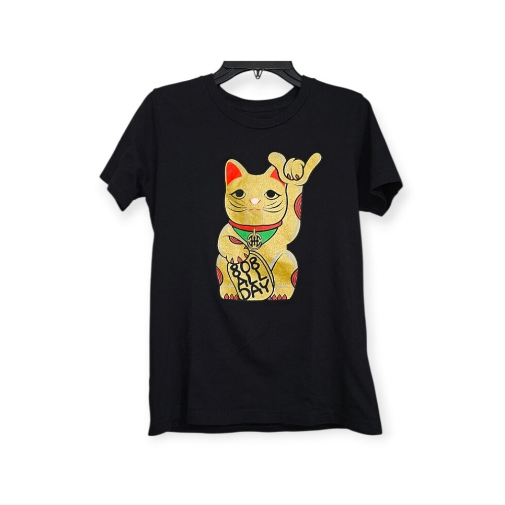 808 All Day Hawaiian Maneki Neko Shaka Cat Graphic Tee 10-12